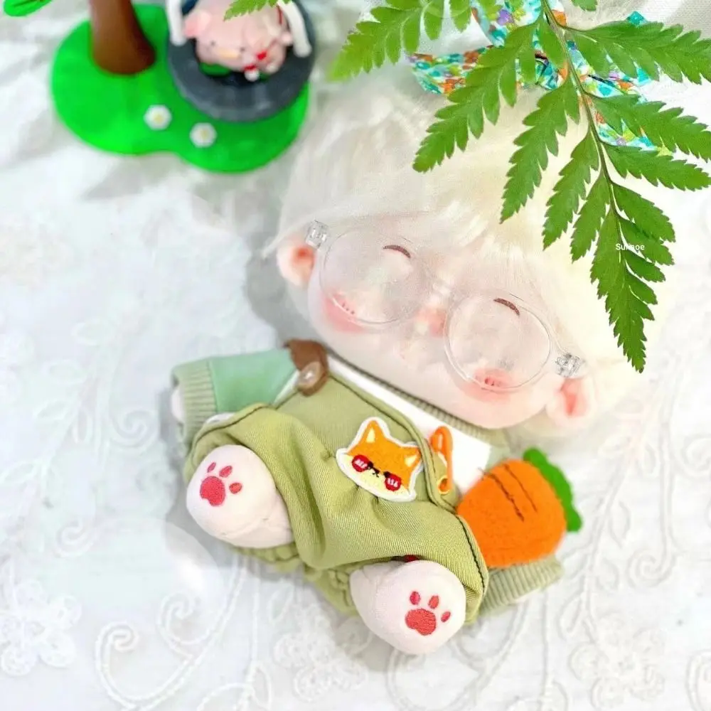 Photo Props Cotton Stuffed Changing Dress Game Cartoon Animal Pattern T-shirt Trousers Suit 20cm Doll Clothes Suspender Pants