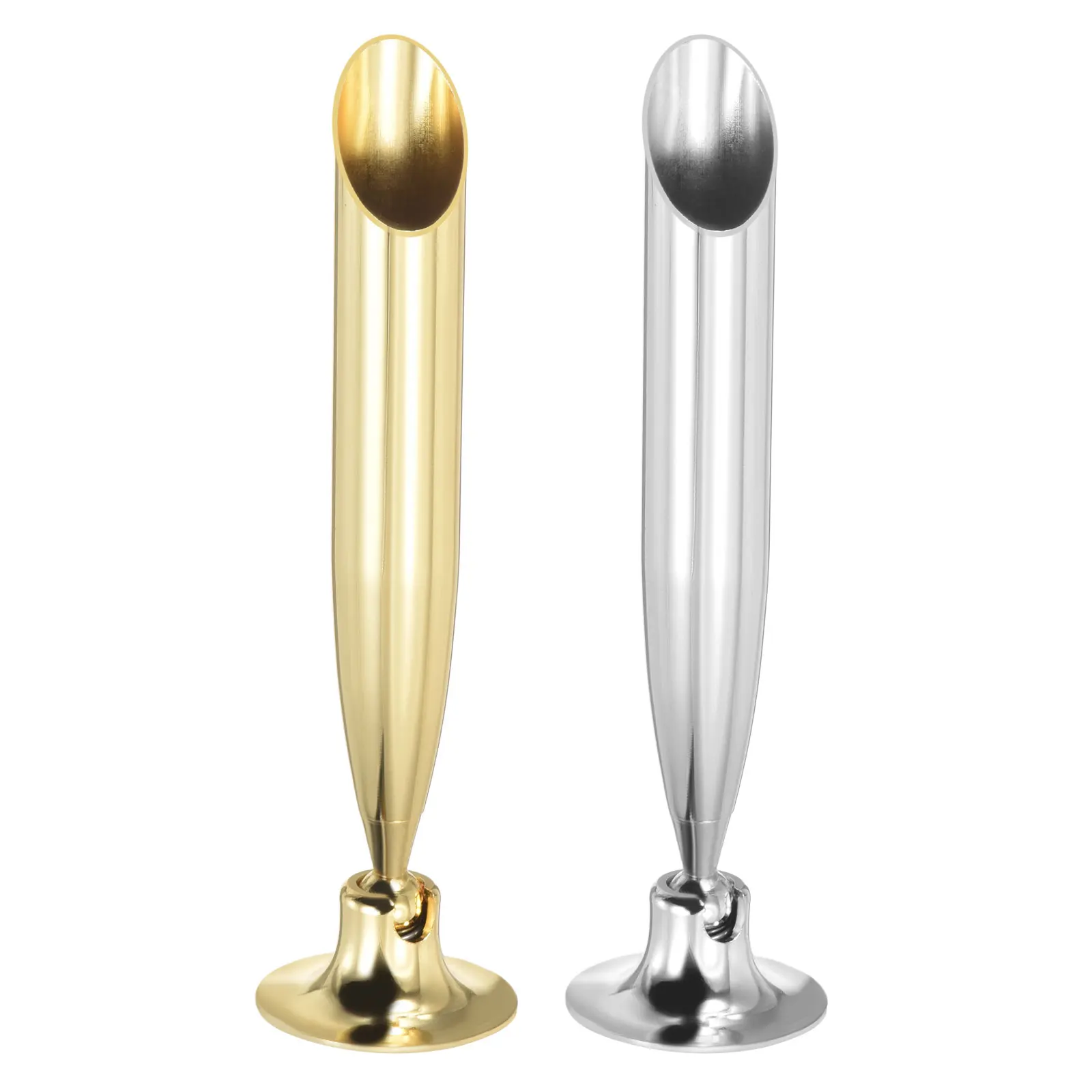 2/4Pcs Desk Pen Holder Swivel Signing Pen Base Stands Metal Ballpoint Stand for Bank Office Hotel Service Counters Gold/Silver