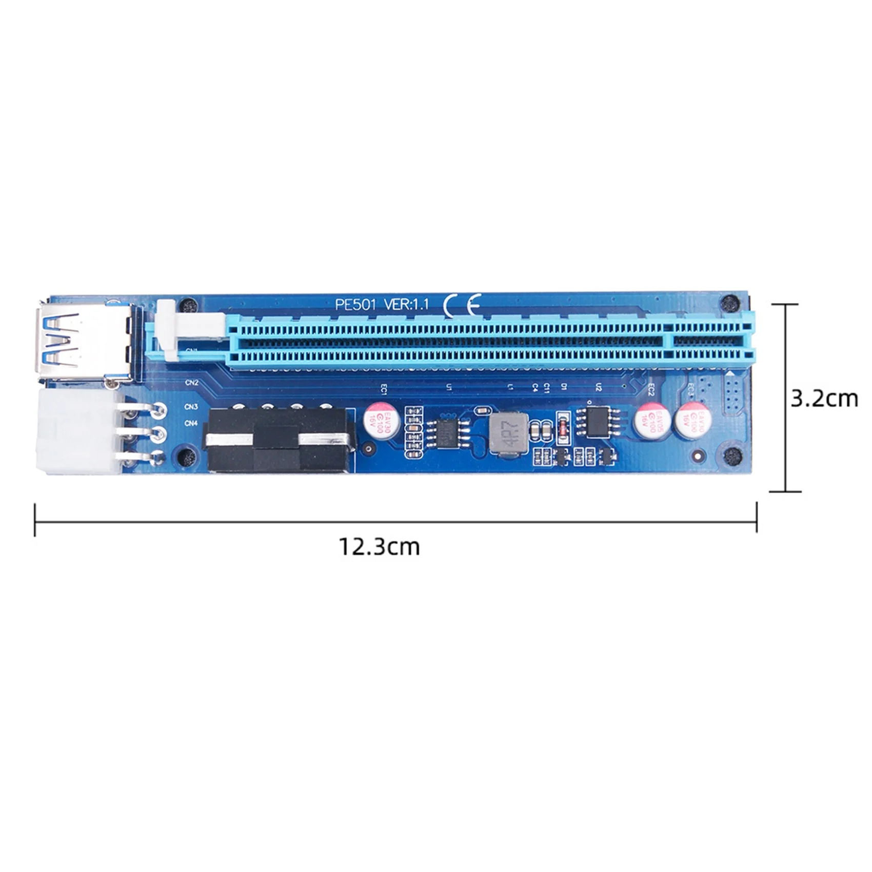 Cable de extensión PCI-E 1X a 16X 4PIN + 6Pin 2 en 1 Tarjeta adaptadora de fuente de alimentación para minero BTC para escritorio