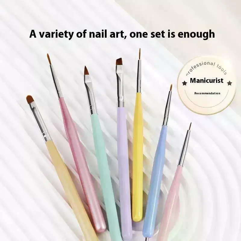

6Pcs Candy Color Nail Art Brushes Painting Nail Design Pen Detail Brush Phototherapy Gel Pen Drawing Tool Manicure Pen
