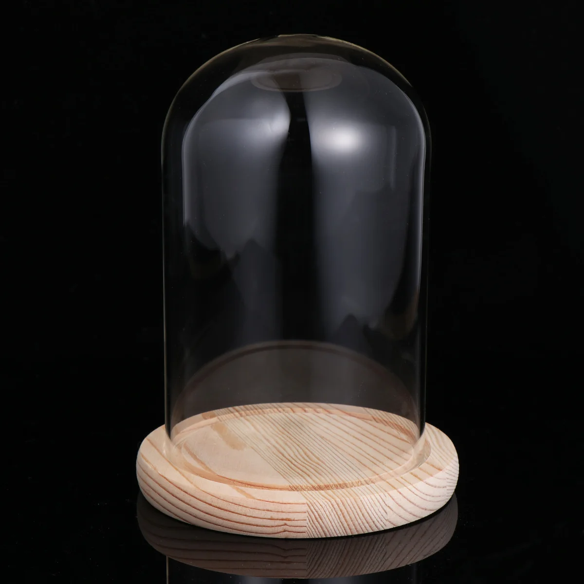

Micro Landscape Eternal Flower Glass Cover Transparent Handmade Dustproof Glass Dome on Wooden Base for Valentine Gift