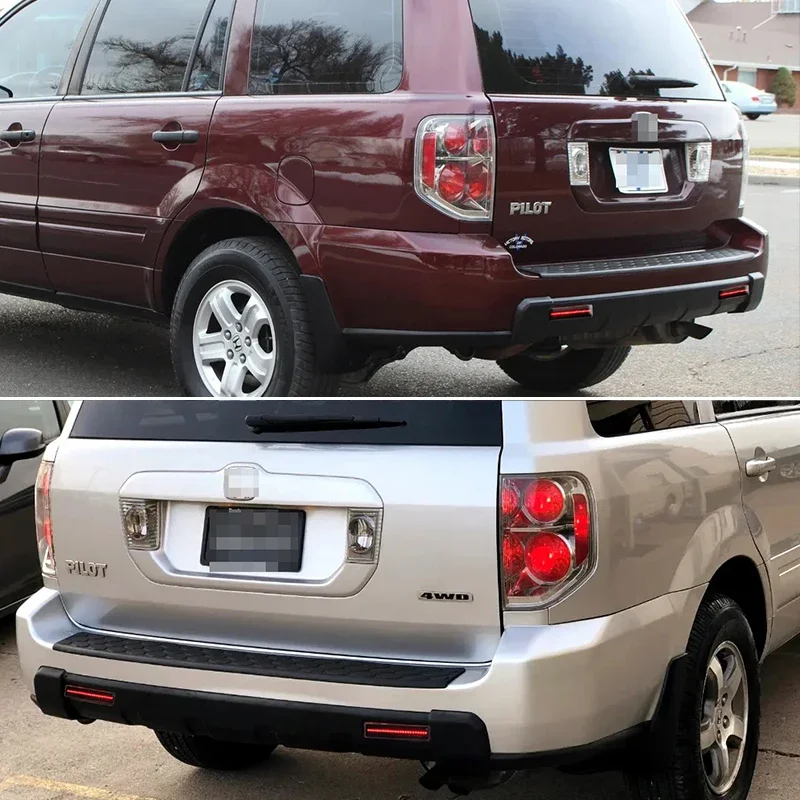 Car Rear Bumper Reflector Tail/Brake Lights Red LED Rear Fog Lights w/ Sequential Turn Signal For Honda Pilot 2006 2007 2008 12V