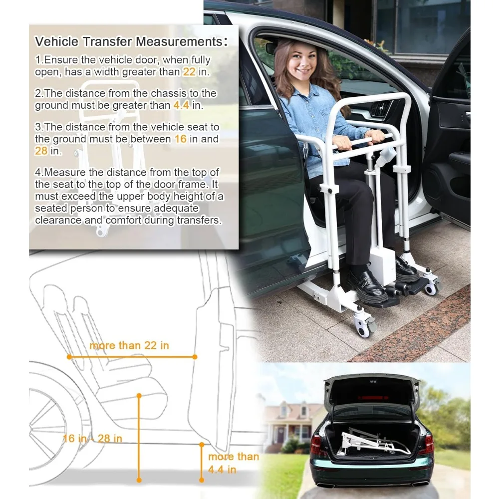 Electric Patient Lift Transfer Chair for Home Use Seniors Easy-Assembly and Heavy-Duty, Foldable,Portable Patient Transfer