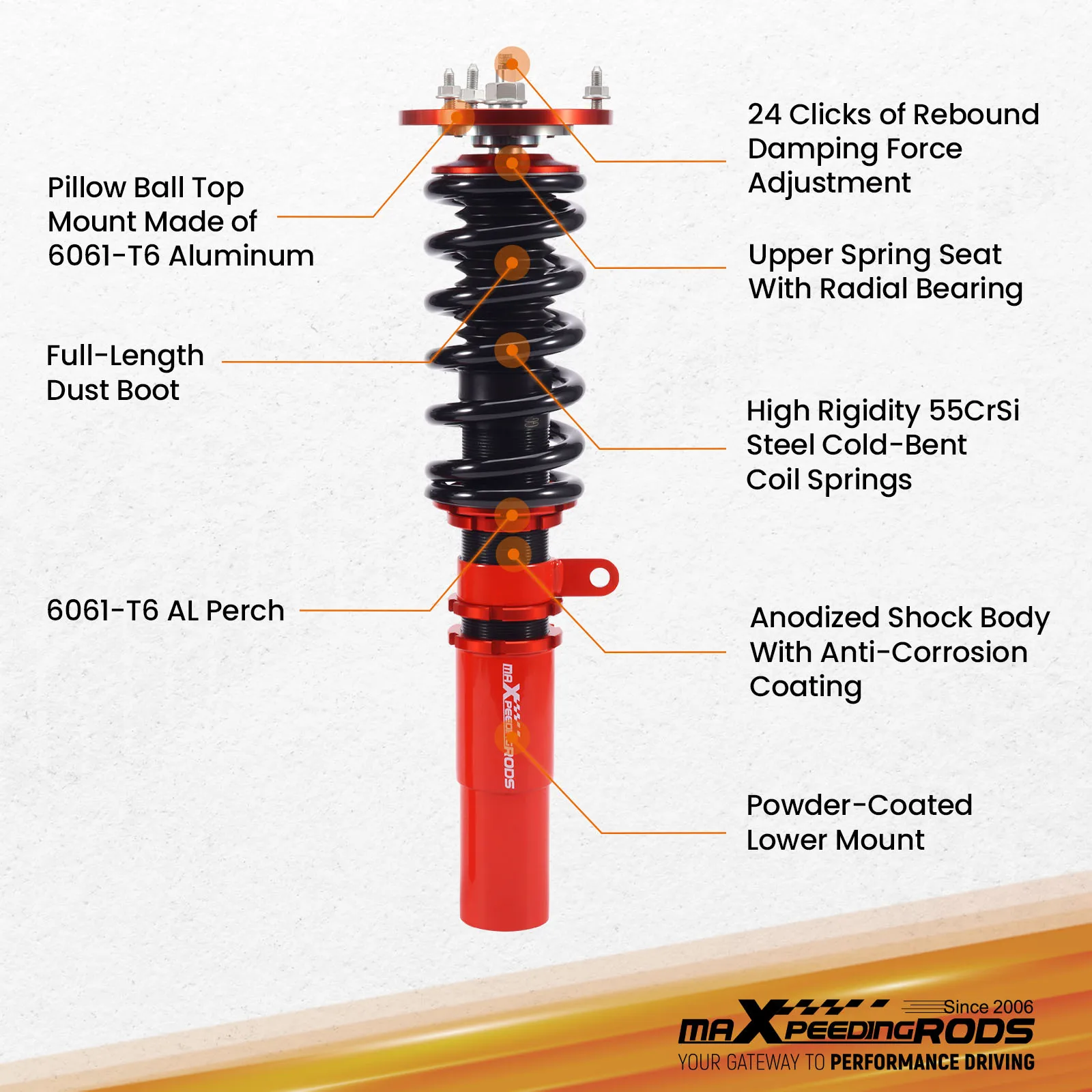 Kit di abbassamento coilovers serranda a 24 vie per BMW serie 5 (E60) 2004-2010 Berlina AWD