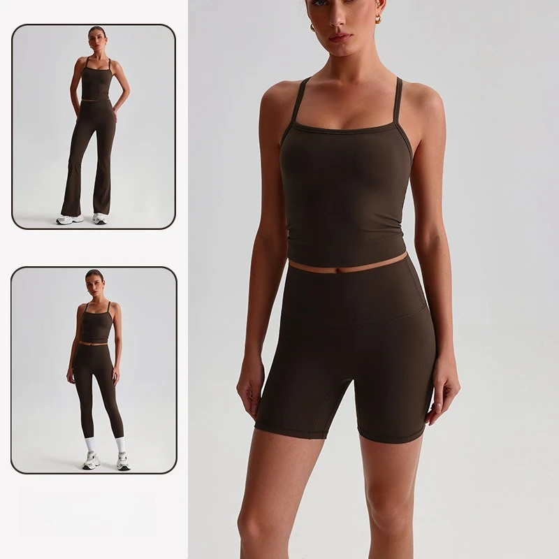 

Seamless 2PCS Yoga Set for Women Solid Color Sports Bra + High Waist Leggings Breathable Running Fitness Suit