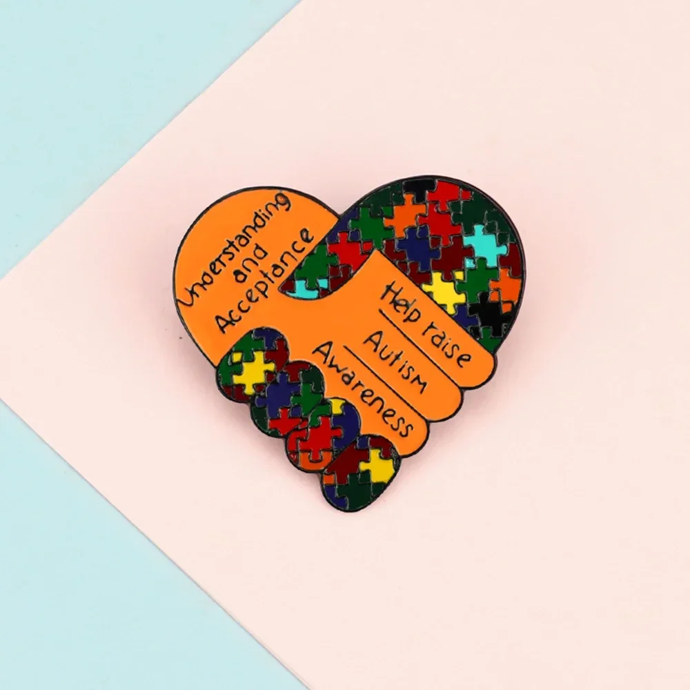 Help Raise Autism Awareness Brooches Pins Understanding Acceptance Puzzle Heart Enamel Pin Bag Lapel Badge Jewelry Souvenir Gift