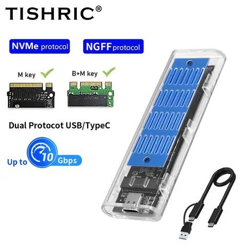 TISHRIC M.2 NVME 외부 케이스 M/B+M 키 유형 C-Usb/유형 C 하드 드라이브 인클로저/박스/케이스/하우징 M2 NGFF NVME SSD 케이스 10Gbps