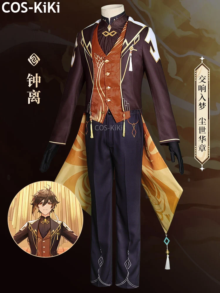 COS-KiKi Genshin Impact Zhongli Concert Game Suit Gorgeous Handsome Uniform Cosplay Costume Halloween Party Role Play Outfit