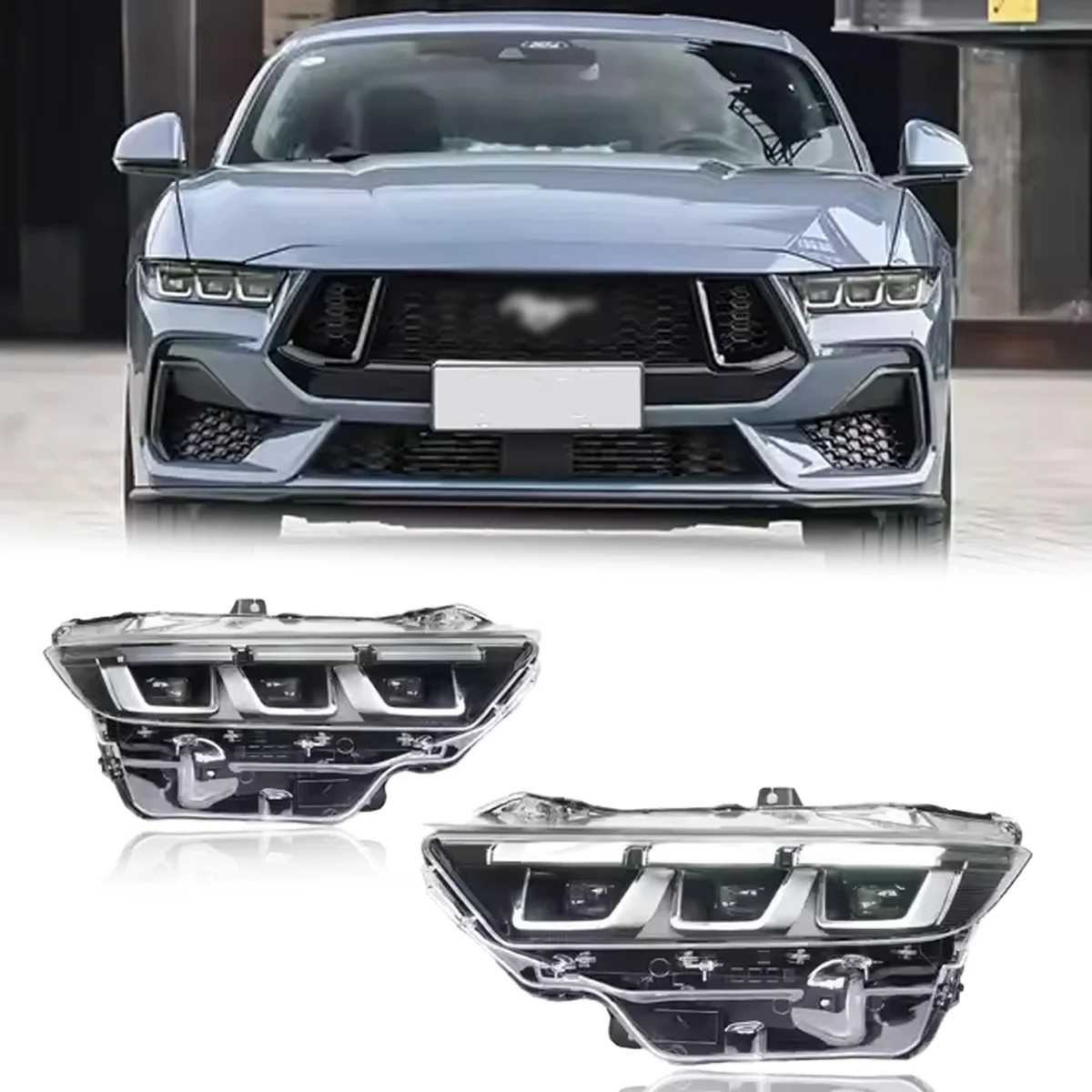

SINDAR 2 шт. светодиодные фары высокой яркости 2024-2025 для Ford Mustang с DRL и гальваническим стилем