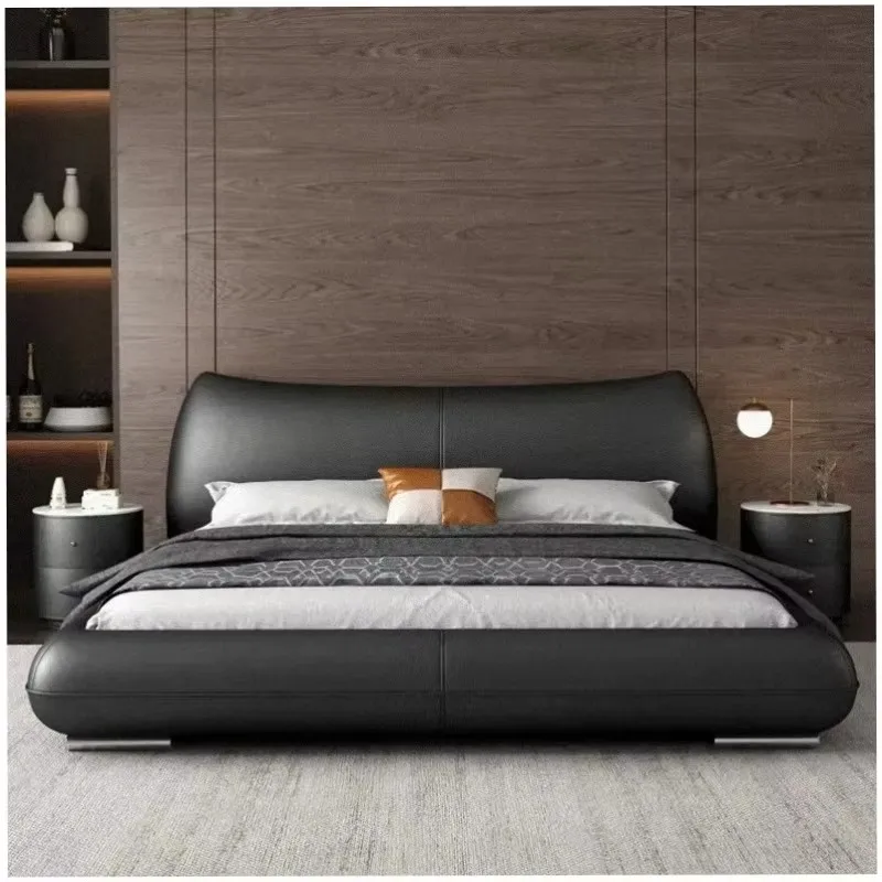 Luxury Black Double Bed Style Italian Storage Design Floor Double Bed Full Size Sleeping Letto Matrimoniale Home Furniture