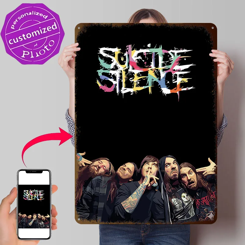 Suicide Silence Band Portrait 3D Texture Metal Poster Customized Wall Art Tin Sign Gift for Mancave Bathroom Decor Room Man Cave
