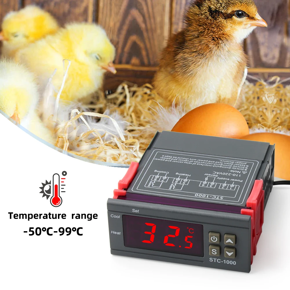 STC-1000 LED الرقمية متحكم في درجة الحرارة ترموستات ميزان الحرارة 110 فولت-220 فولت حاضنة التتابع التدفئة والتبريد