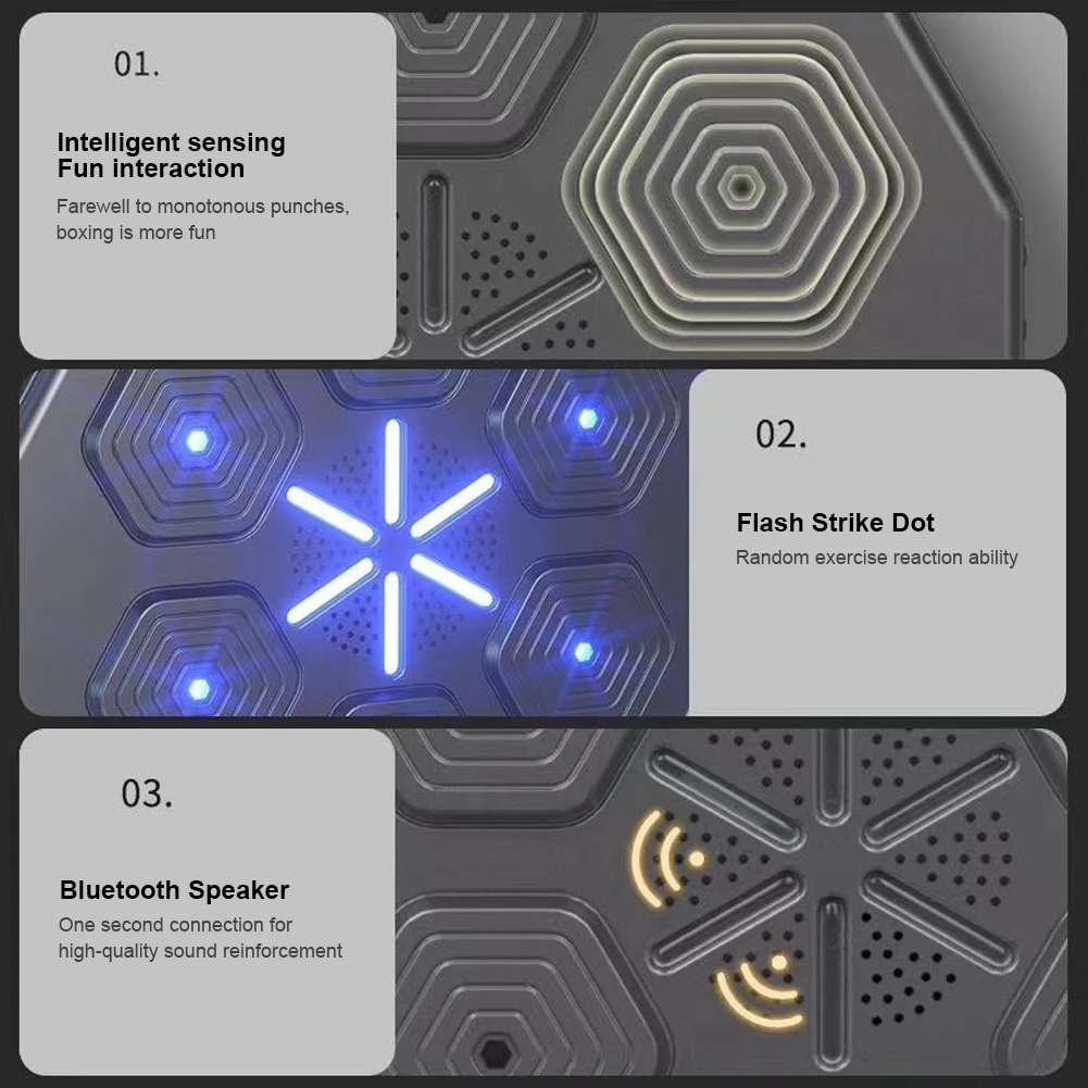 Wall Mounted Boxing Reaction Target Bluetooth-Compatible Music Rhythm Wall Target with Boxing Glove 2500MAH Rechargeable Battery