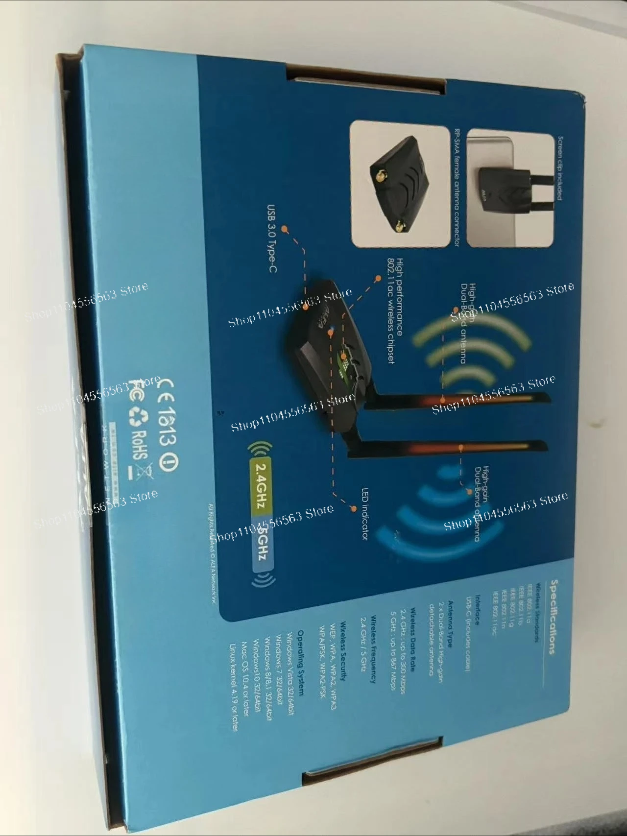AWUS036ACH RTL8812AU WiFi Network Card BT5.0 1300Mbps Dual Band 2.4GHz 5GHz for Kali Linux MAC OS Penetration Testing