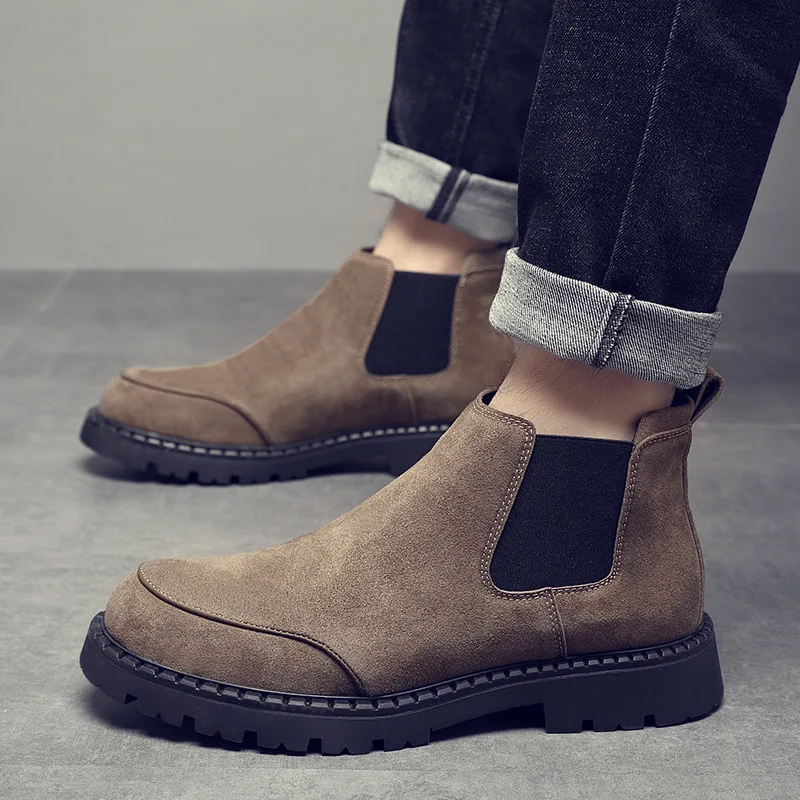 

Men's autumn and winter leather boots: High-top genuine leather, comfortable, breathable, retro and casual British ankle boots