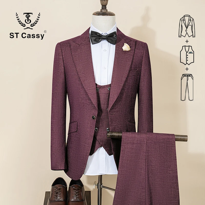 

ST Cassy High Quality Dark green Male Groom Wedding Blazers Slim fit casual evening gown Business Office Men's Suits