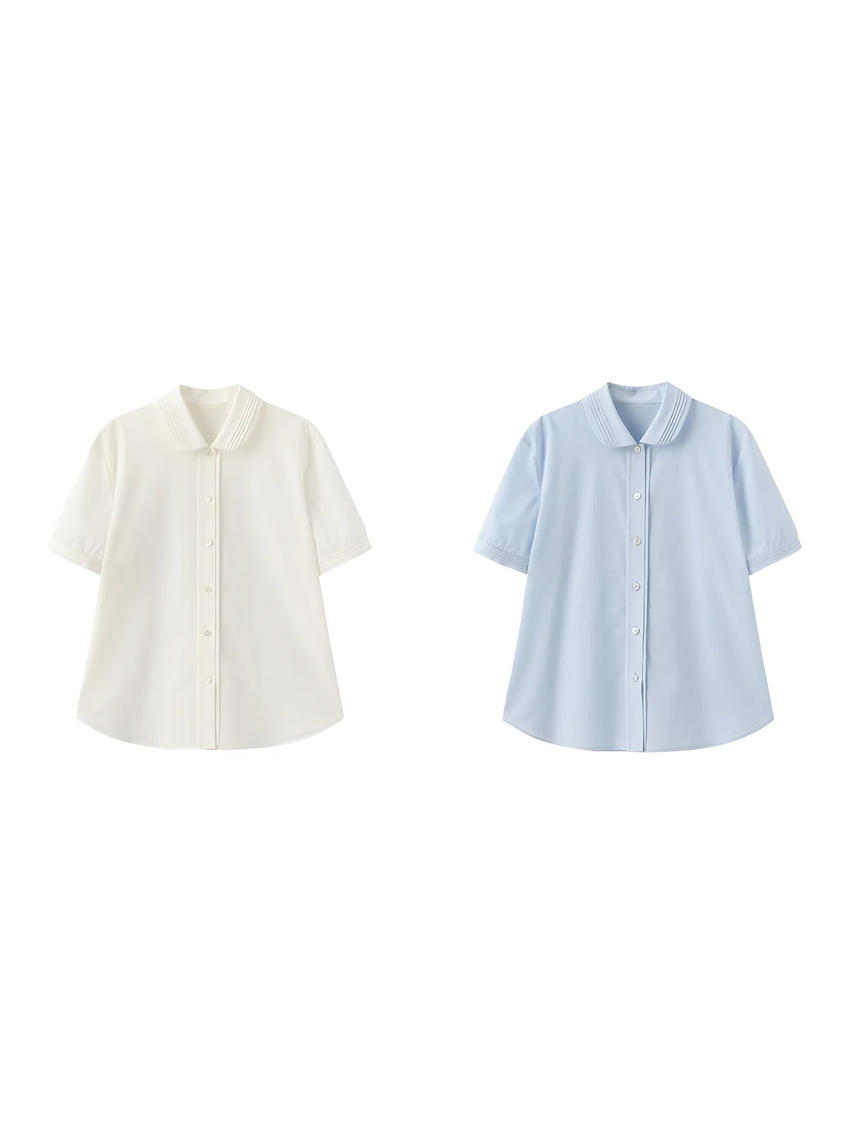 Organic Cotton Long Staple 100 Thread Count Strong Twist Peter Pan Collar Shirt Fabric Korean Style Loose Fit Women's Blouse