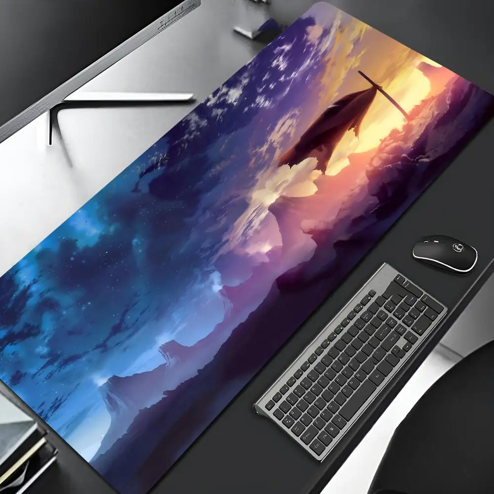 Tengen Toppa Gurren Lagann Mouse Keyboard Pad Edge Big Gaming Locking Computer Gamer Large Rubber Art Mousepad Laptop Desk Mat