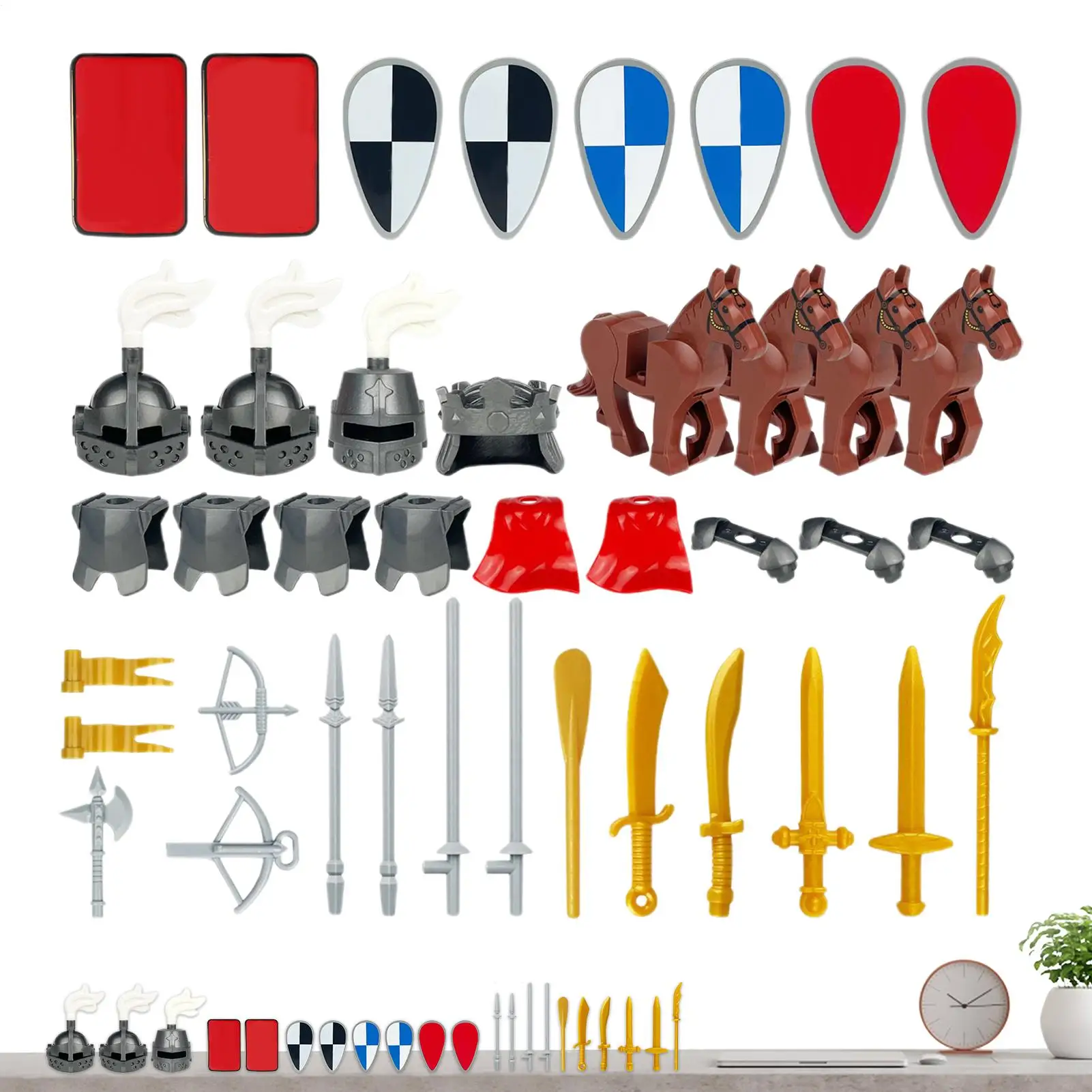 

Детские строительные блоки, средневековый римский рыцарь, оборудование, строительные блоки, модельный комплект, интерактивная сборная игрушка для родителей и детей для мальчиков