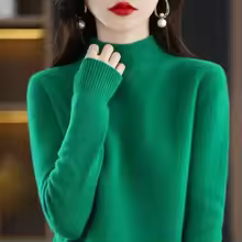 Cozy Long Sleeve Crop Top Solid Half Mock Neck Soft Knitwear - Dark Green