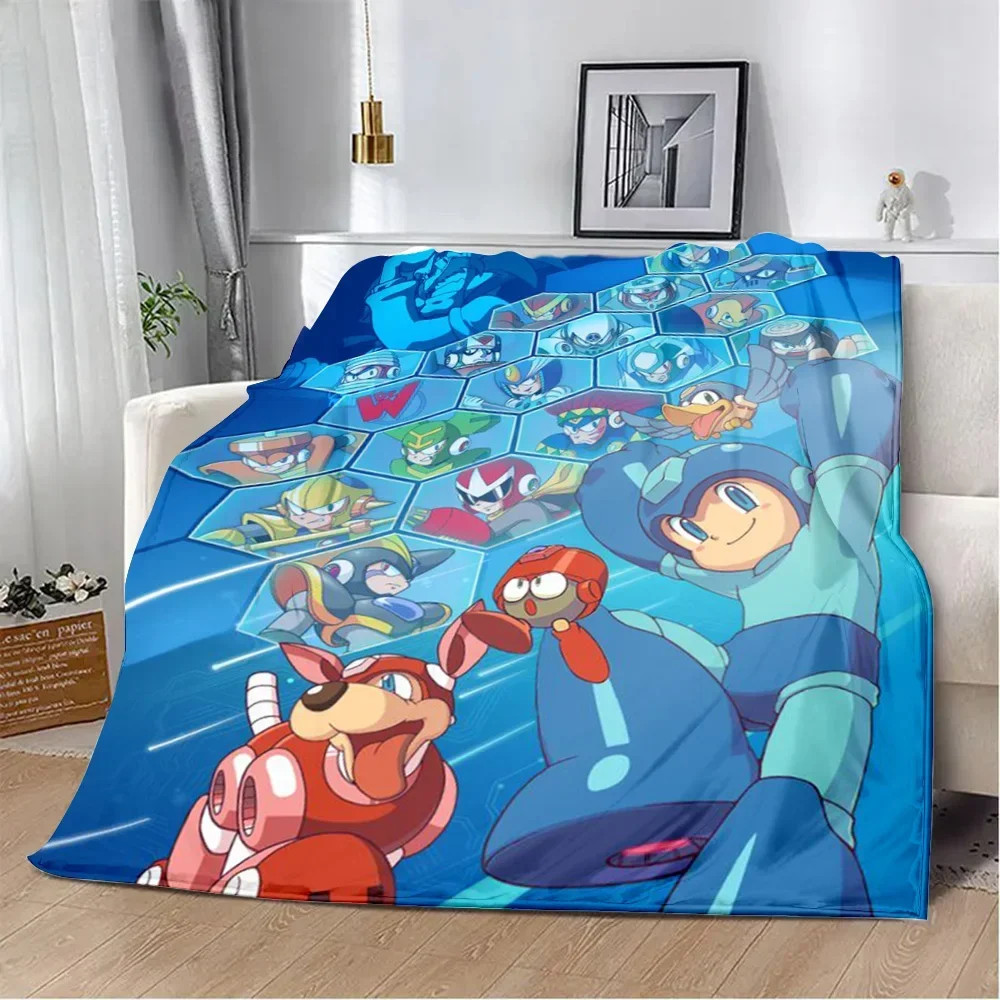 2026 Cartoon Rockman Game Megaman Printed Blanket Picnic Blankets Warm Blanket Soft And Comfortable Blanket Home Travel Birthday