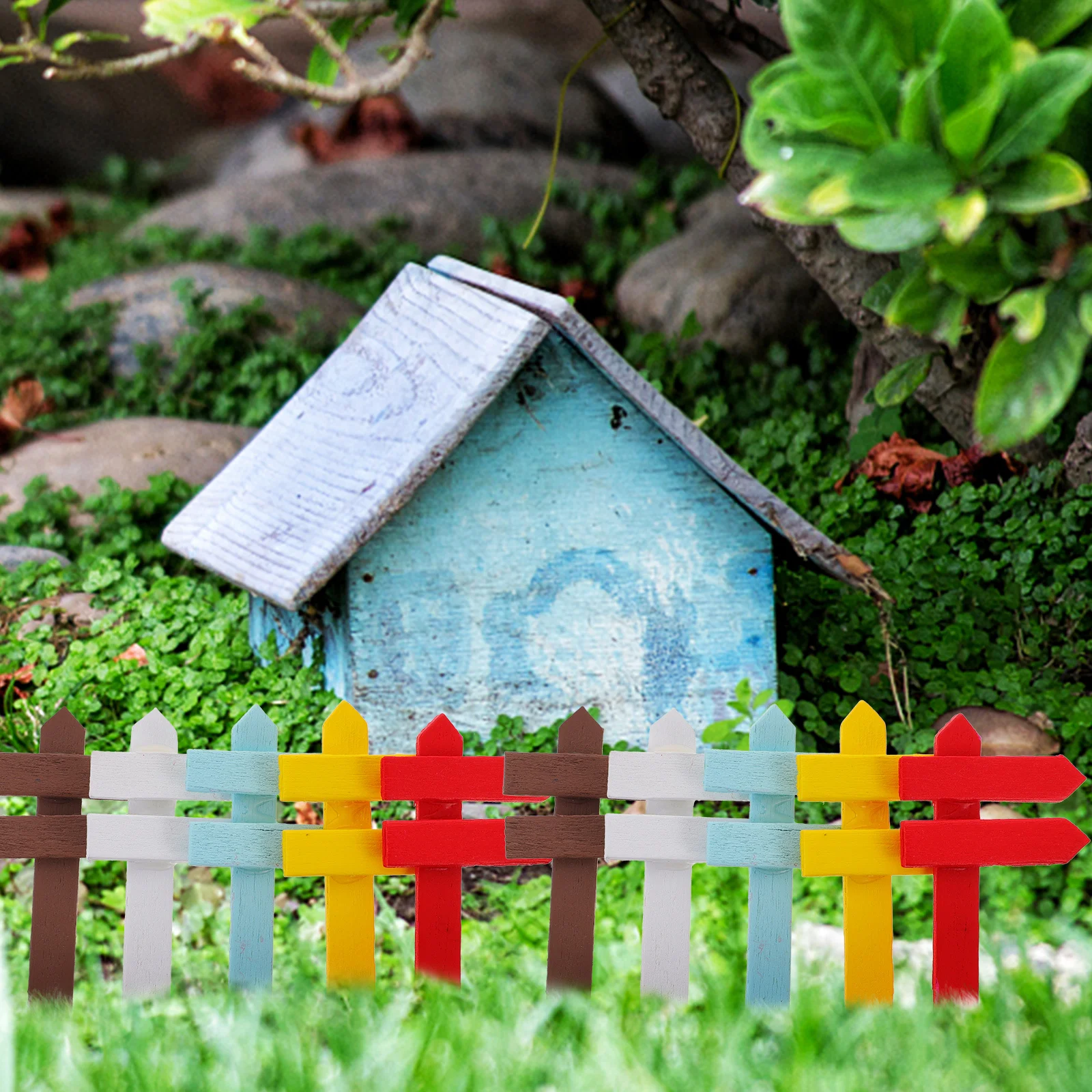 25 قطعة سياج مصغر خشبي ديكور حاجز حديقة صغير لديكور المنزل DIY الحرفية للأطفال نشاط المنزل زخرفة #6