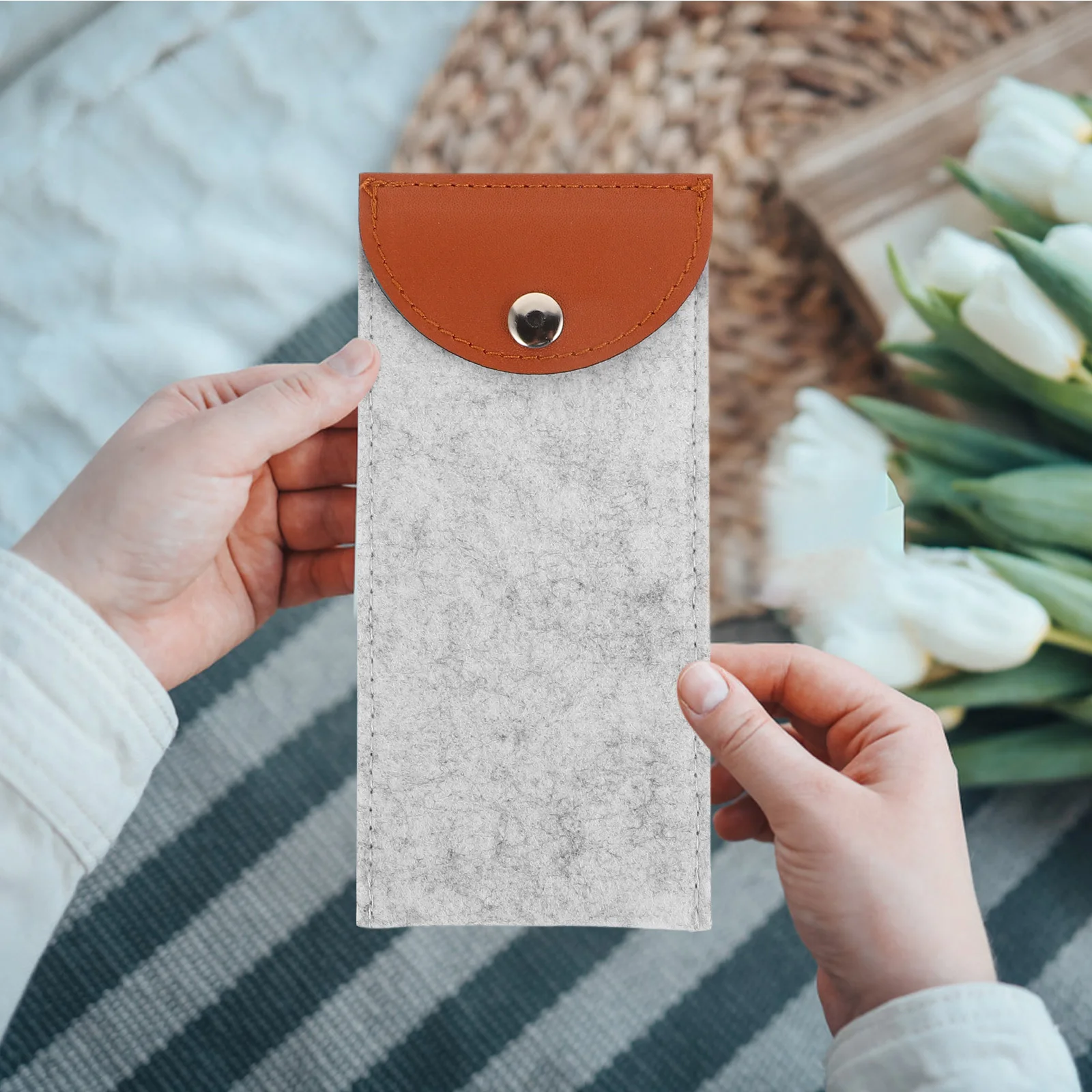 

3Pcs Eyeglass Pouch Felt Design Scratch Resistant Portable Sunglass Case for Travel Daily Use Storage Organizer