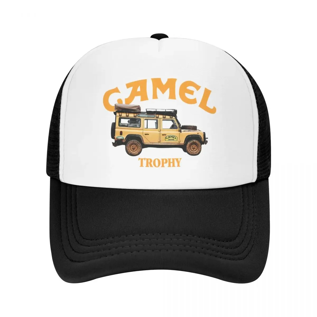 Custom Punk Unisex Camel Trophy Defender 110 Trucker Hat Adult Adjustable Baseball Cap Women Men Outdoor Trucker Cap