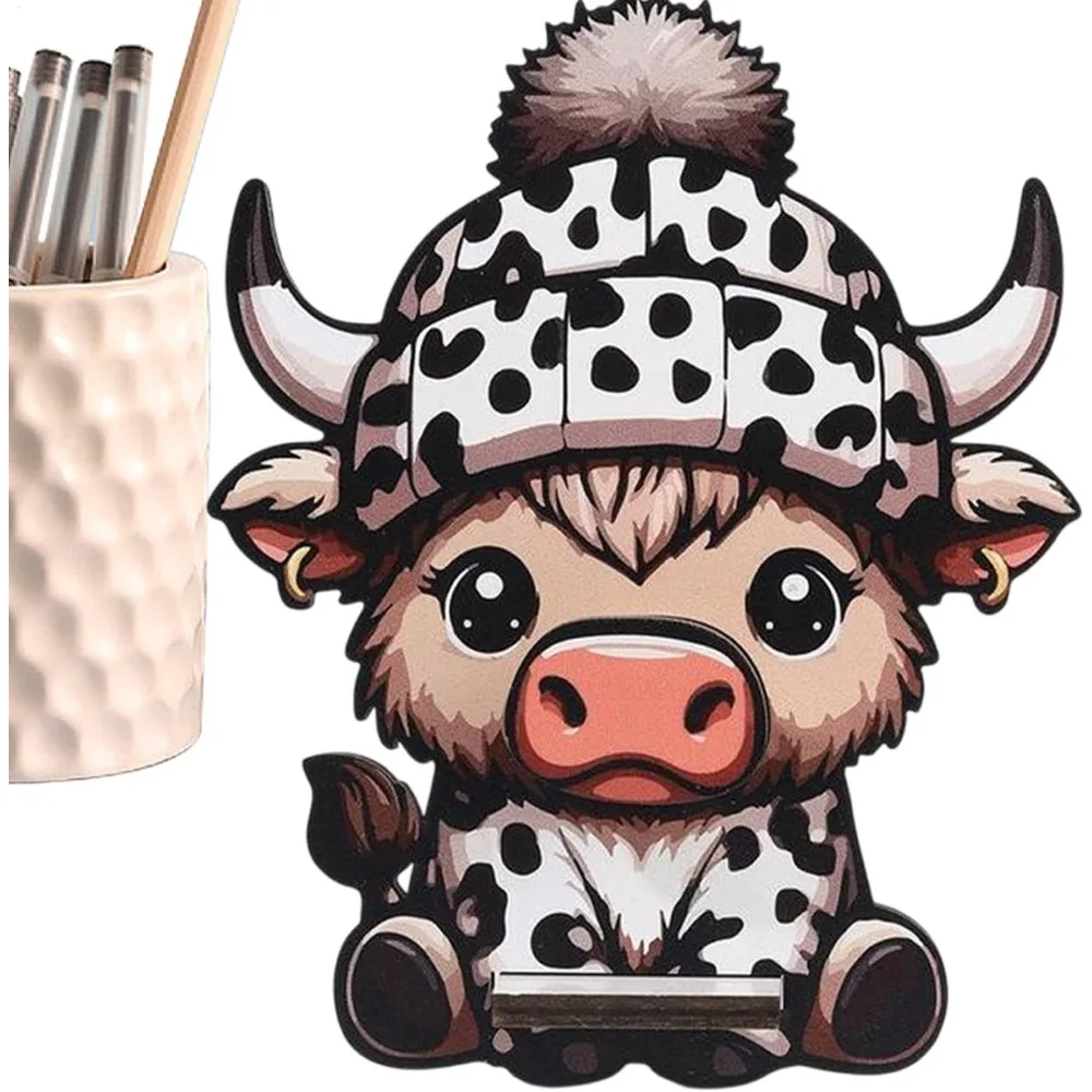 Wooden Animal Glasses Holder Cute Highland Cattle Eyeglass Display Stand Rack Home Office Desktop Decoration Gift for Kid