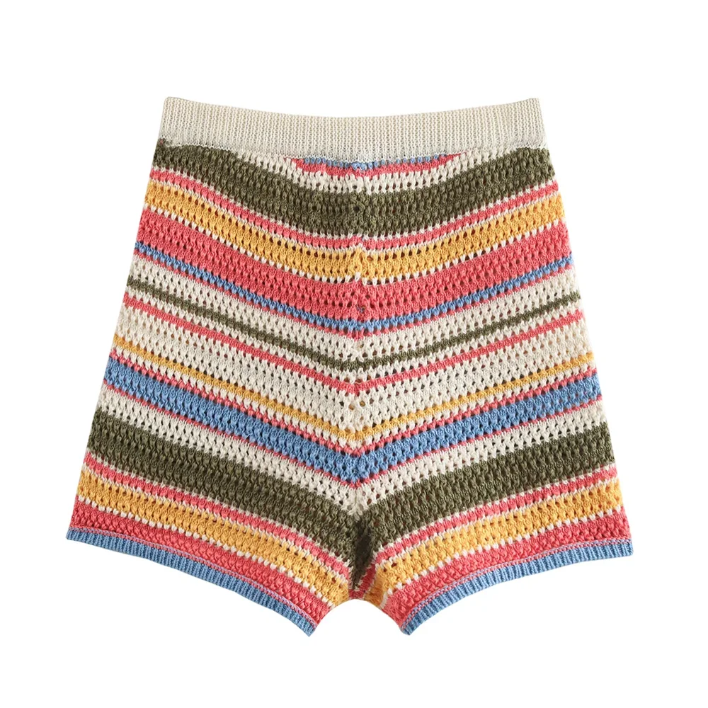 Kar&Otza Autumn new women\'s clothing with French style design fashionable and versatile casual style striped crochet shorts