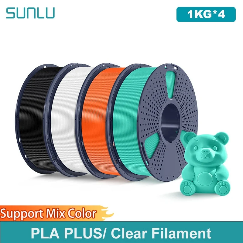 SUNLU 4KG PLA PLUS/ Clear Filament 1.75mm 1000g Spool (2.2lbs) High Toughness Neatly Wound Filament Fit Most FDM Printer