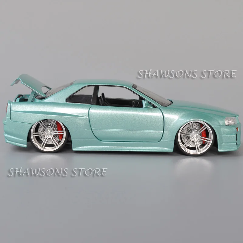 Jada 1:24 Scale Diecast Metal Model Car Toy Nissan GT-R BNR34 R34 Miniature Replica