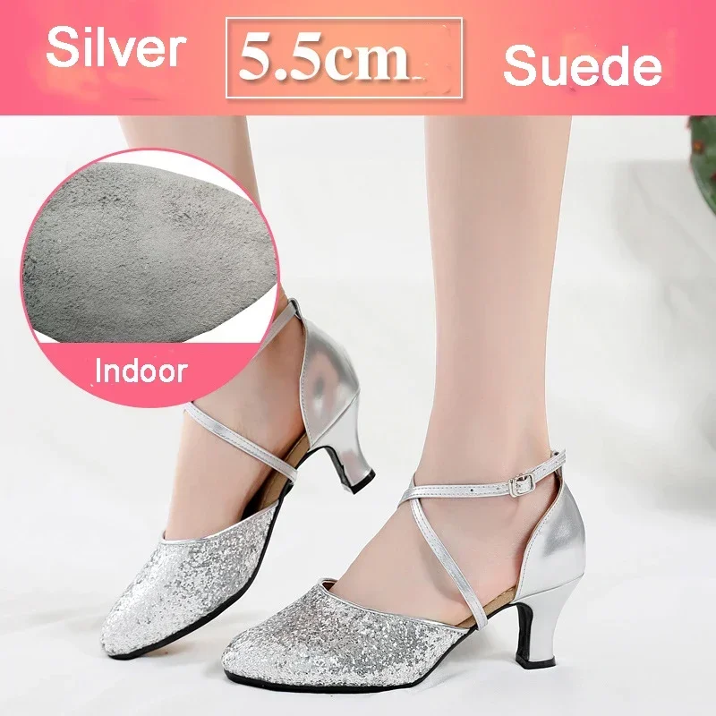 Scarpe da ballo all'ingrosso per le donne Latino Ballroom Tango Salsa latina scarpe da ballo Close Toe tacchi da donna 5.5cm scarpe da ballo moderne