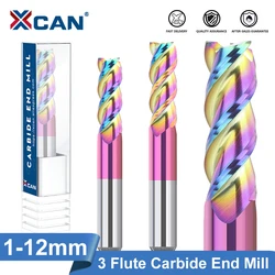 XCAN Milling Cutter 1-12mm CNC Machine Spiral Router Bit for Aluminum Cutting 3 Flute Carbide End Mill for Metal Milling Tools 