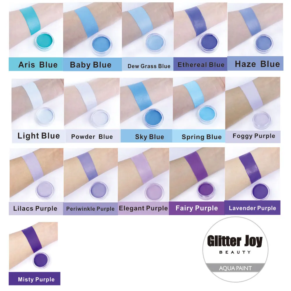 2025New 30 g/pc púrpura y azul pintura facial y corporal a base de agua pigmento de maquillaje profesional no tóxico para disfraz de Halloween