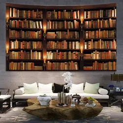 Bookcase Home decoration Wall tapestry stump room wall hanging Waterfall And Treedecor vintage Bedroom