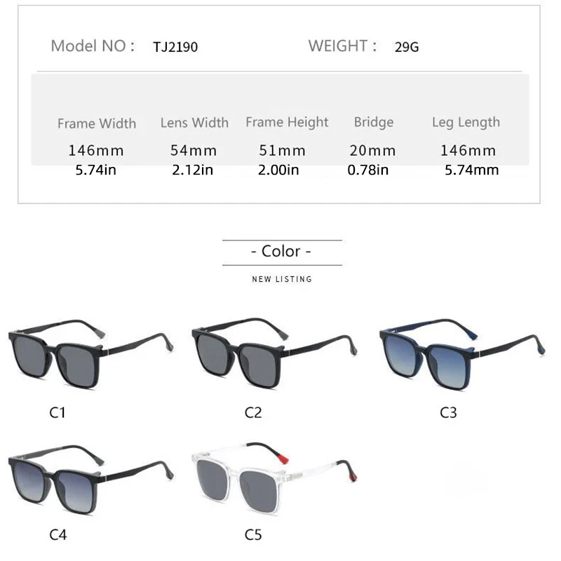 CLLOIO Magnetic Polarized Clip On Prescription Glasses Men Women Myopia Optical Lens Anti Blue Light Progressive Reading Glasses
