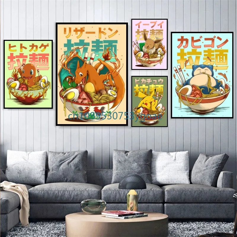 

Anime Pokemon Canvas Painting Pikachu Gyarados Eevee Mewtwo Snorlax Art Home Decor Gifts Cuadros Poster Print Mural Picture Wall