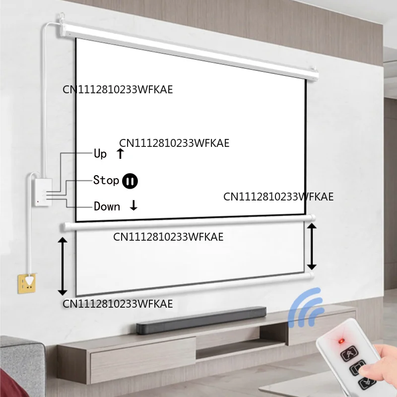 HD 100 Inch 16:9 Electric Screen For 3D LED DLP Laser Projector Motorized Projection Screens Curtain Wireless Remote Control view 3