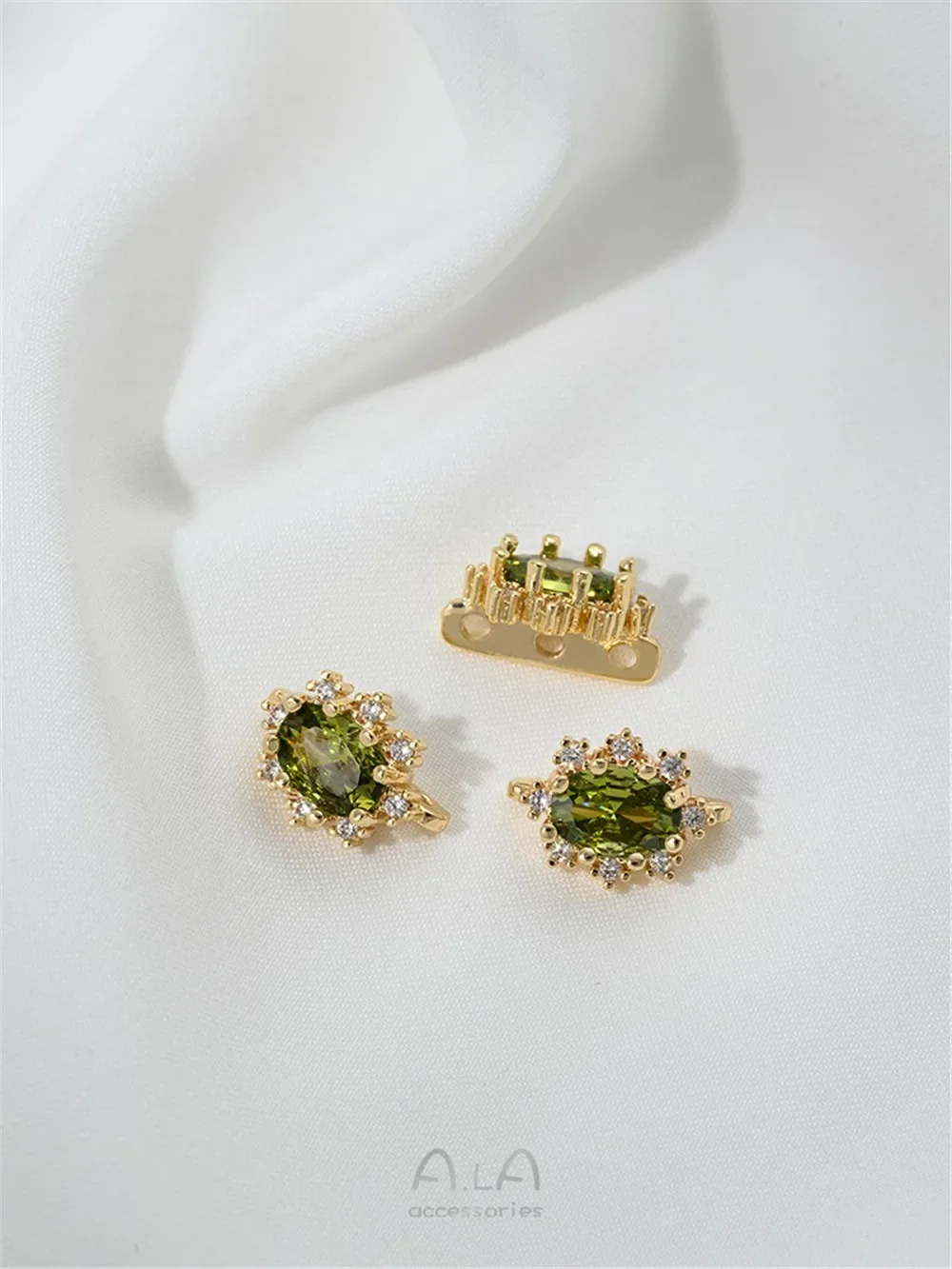 Circonio de color ovalado con incrustaciones de oro de 14K, doble fila, cuentas separadas de tres filas, accesorios hechos a mano, pulsera, Material de joyería