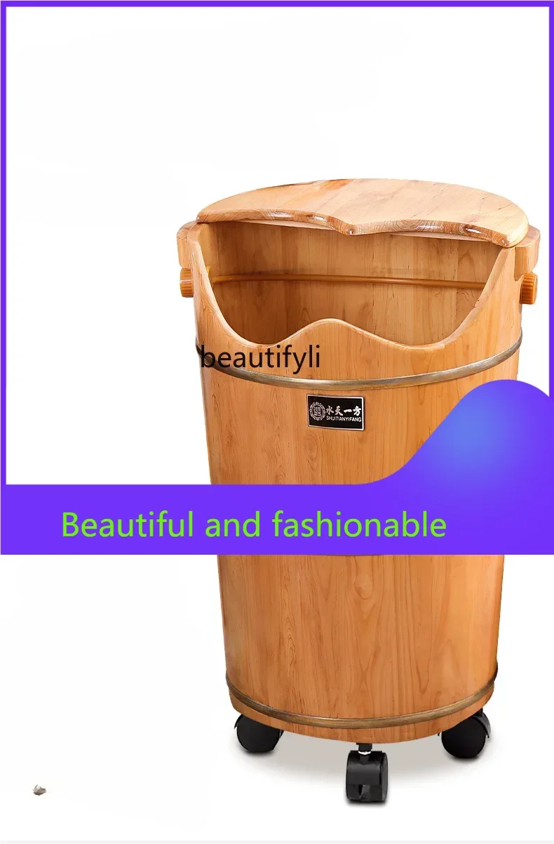 xqWinter over Calf Deep Barrel Health Preservation Feet Bathing Tub Household Solid Wood Fumigation Wooden Barrel