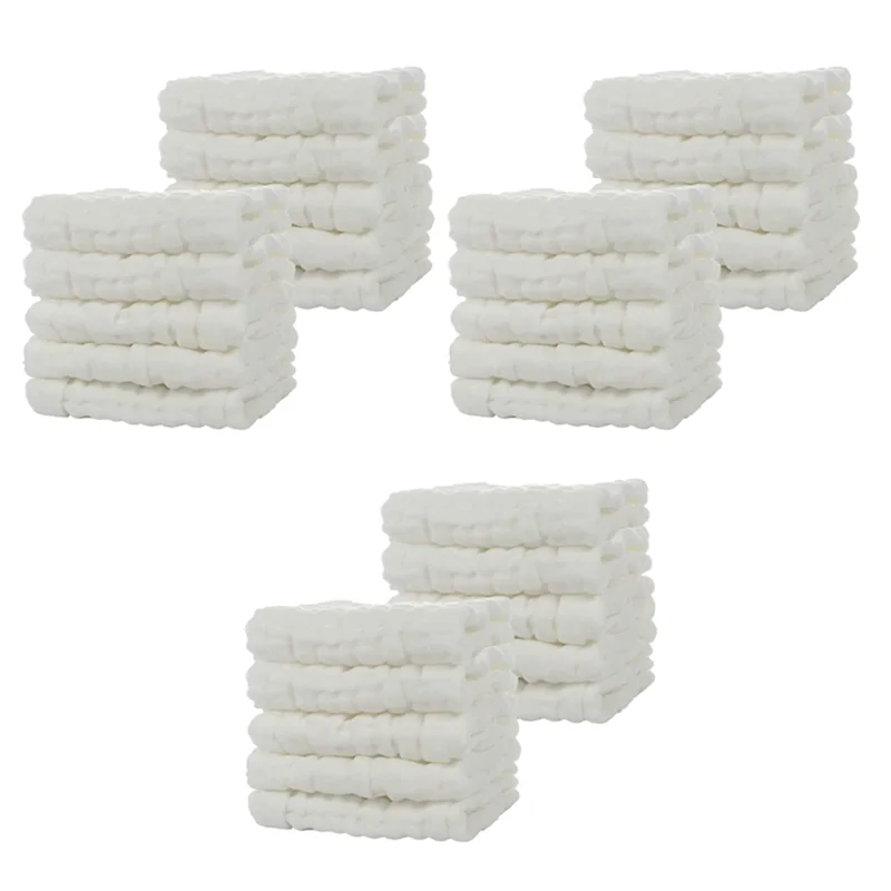

Baby Muslin Bath Towels, 30 Pack Of Reusable Soft Absorbent Cotton Baby Face Towel, For Baby's Delicate Skin White-Y34A