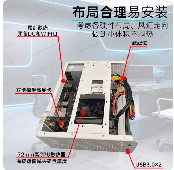 A4 Mini ITX Case with 1U PSU | Ultra-Compact Desktop Supports Half-Height Graphics Card for Tiny Gaming PC