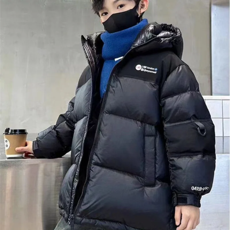 

Boys Down and cotton Jacket Windbreak Outerwear 2024 Lovable Thicken Winter Autumn Warm Teenagers Christmas Gift Children's Clot