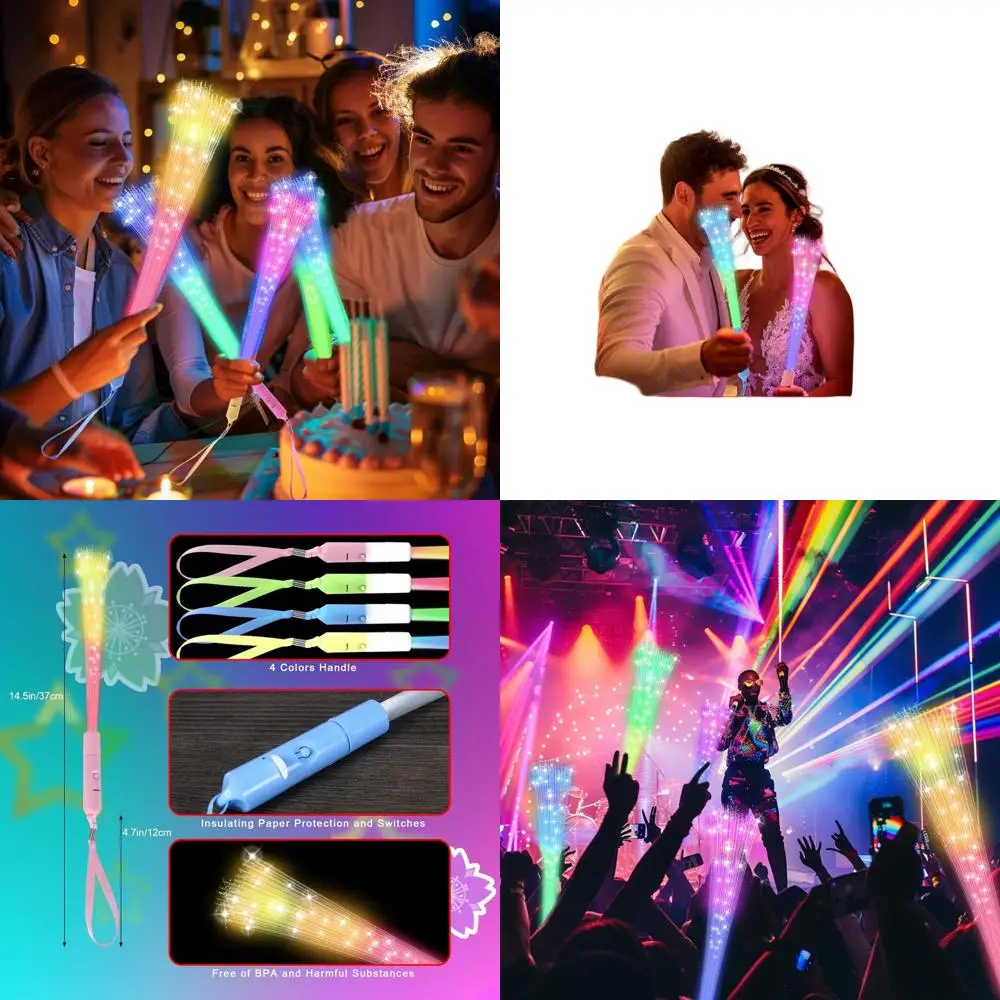 

Набор из 100 светящихся оптоволоконных палочек для вечеринок с LED-подсветкой, свадеб, новогодних вечеров, Хэллоуина, Рождества и мероприятий в барах и на дискотеках