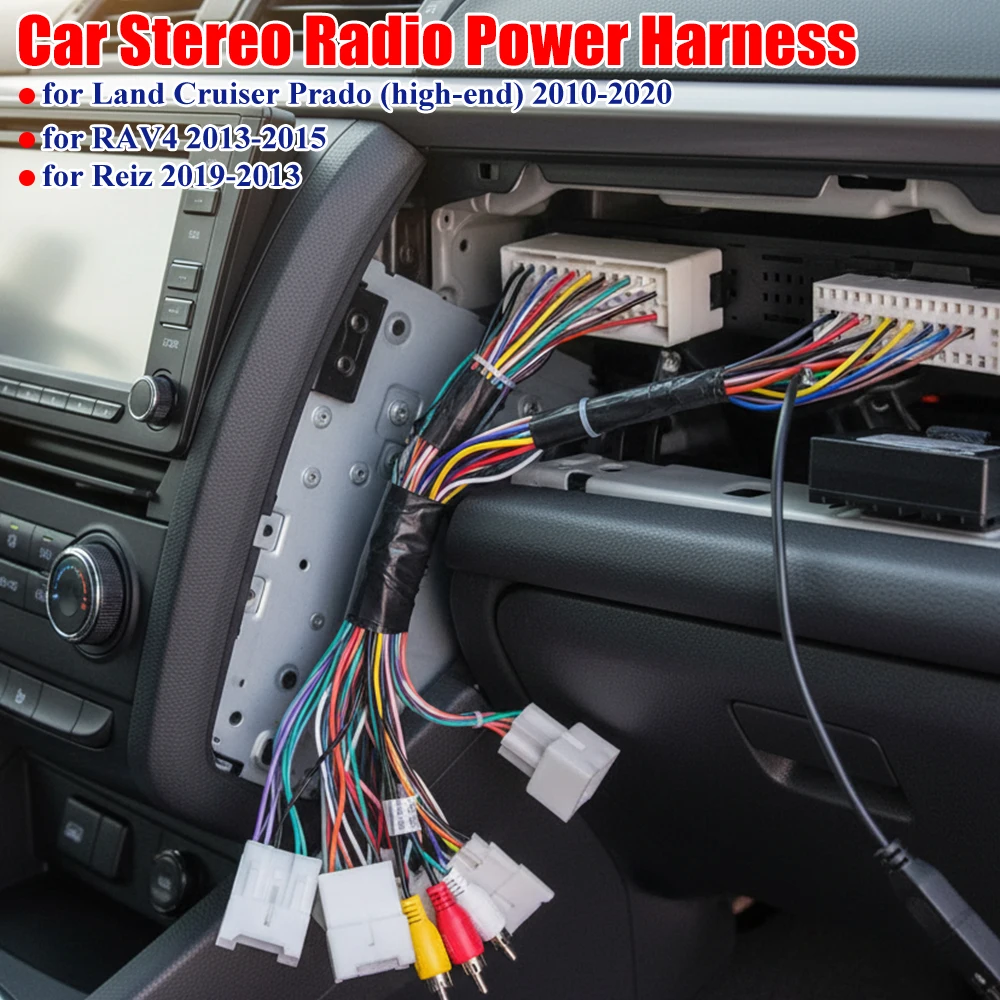 

Radio Wiring Harness Canbus Box Car Stereo Audio Power Wiring Harness Cable Power Cable Connector for Toyota RAV4 2013-2015