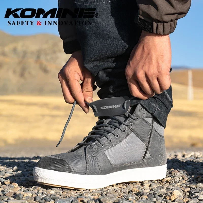 KOMINE Motorcyclist Boots Men Simple Casual Rider Boots All Full-timewaterproo Light Protection Motorcycle Riding Shoes BK-101