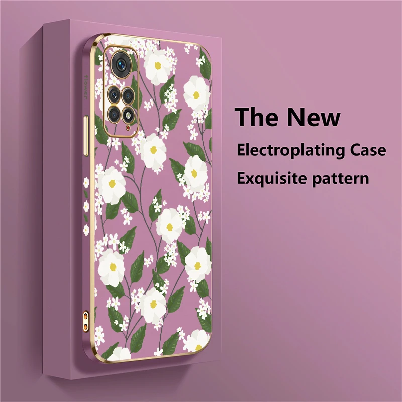 سيليكون الزهور طباعة جراب هاتف ل Xiaomi Redmi نوت 11 4G 11S 10S 10 لايت 8 9 برو ماكس 9S 11E 11T 10T تصفيح غطاء من البولي يوريثان #3