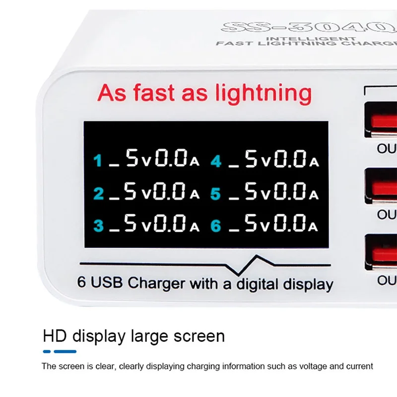 Imagem -05 - Sunshine Ss304q Usb Carregador Smart Lightning Display Digital Portas 2.4a Inteligência de Carregamento Rápido Compatibilidade qc 3.0