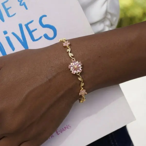 Women's Adjustable Cherry Blossom Butterfly Bracelet, Charming